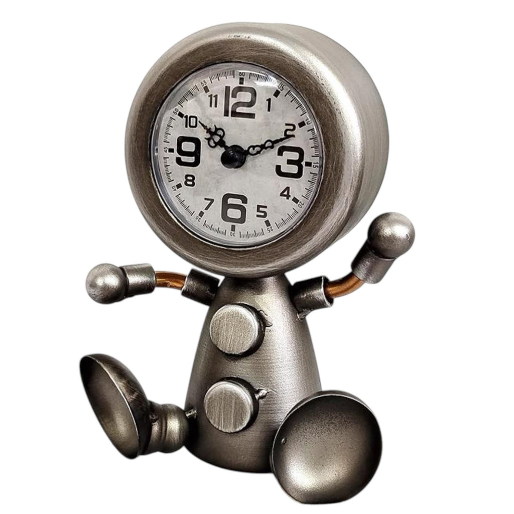 Durable and Elegant Silent Sweep Figure Mantel Clock (Silver)