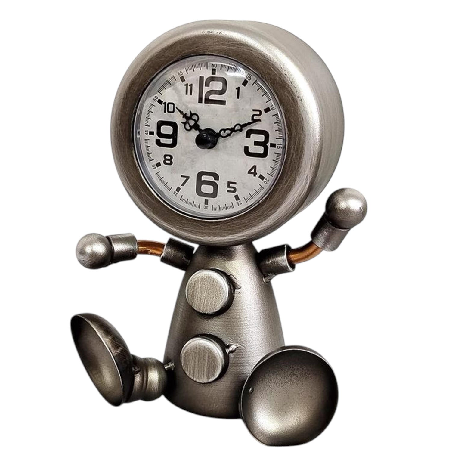 Durable and Elegant Silent Sweep Figure Mantel Clock (Silver)