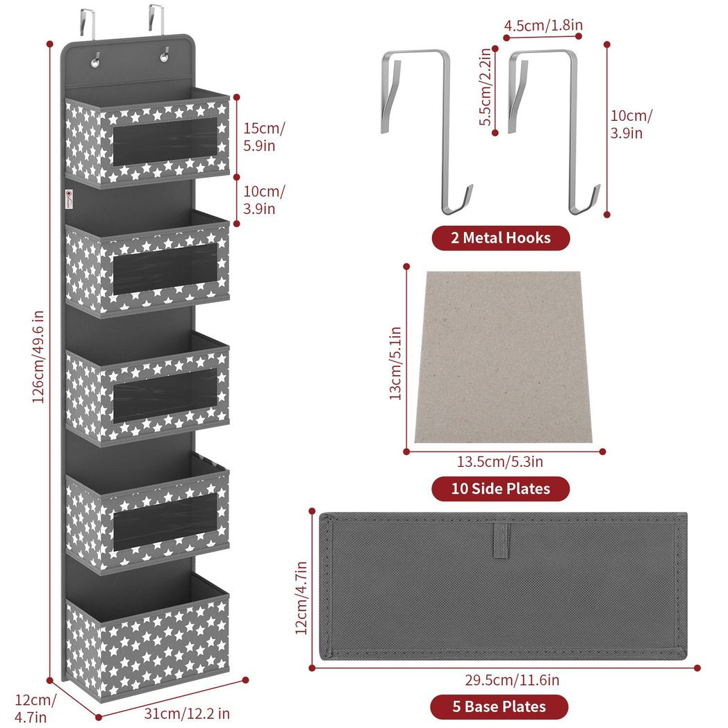 Vinsani 5Tier Black Hanging Organiser