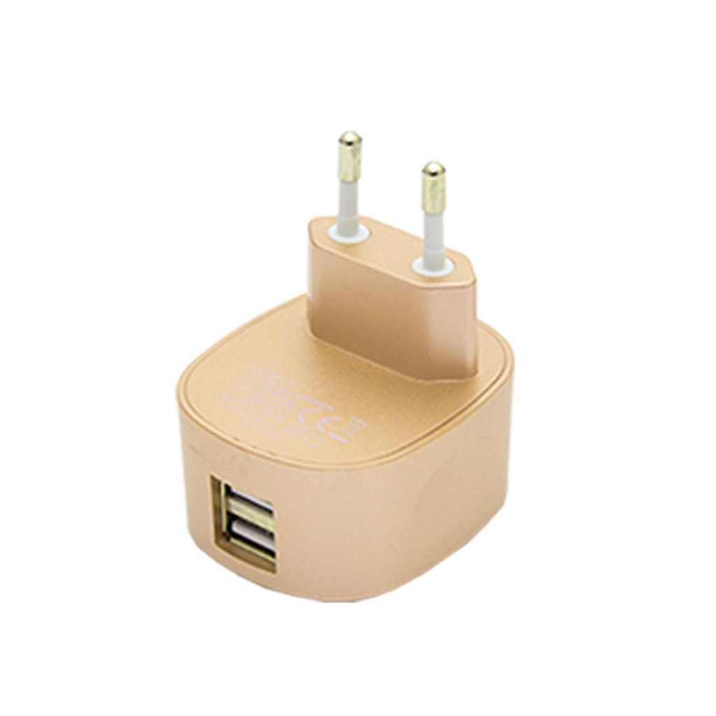 FX Multicoloured Dual USB Mains Charger 2.4 AMP Plug (EU), Gold