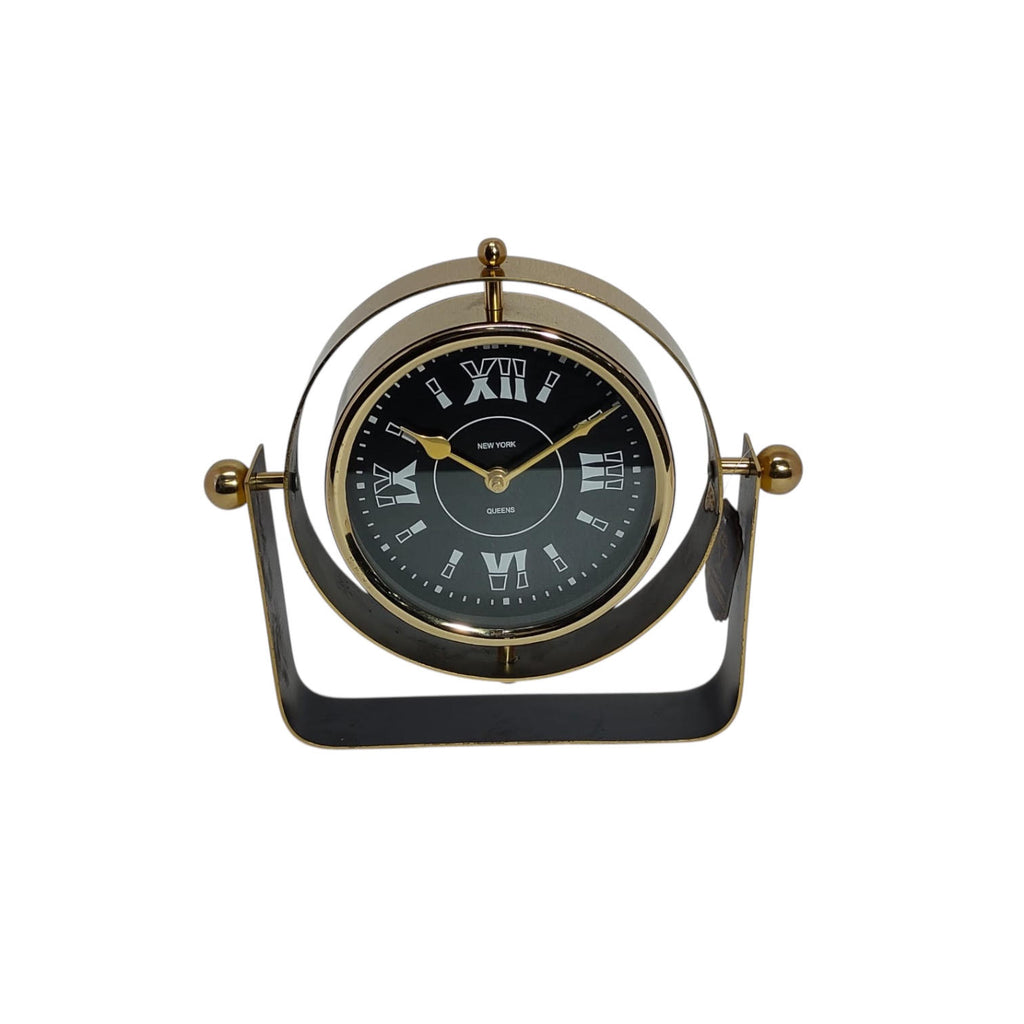 Silent Sweep Black Mantel Clock (22 cm – Roman Numeral Dial)