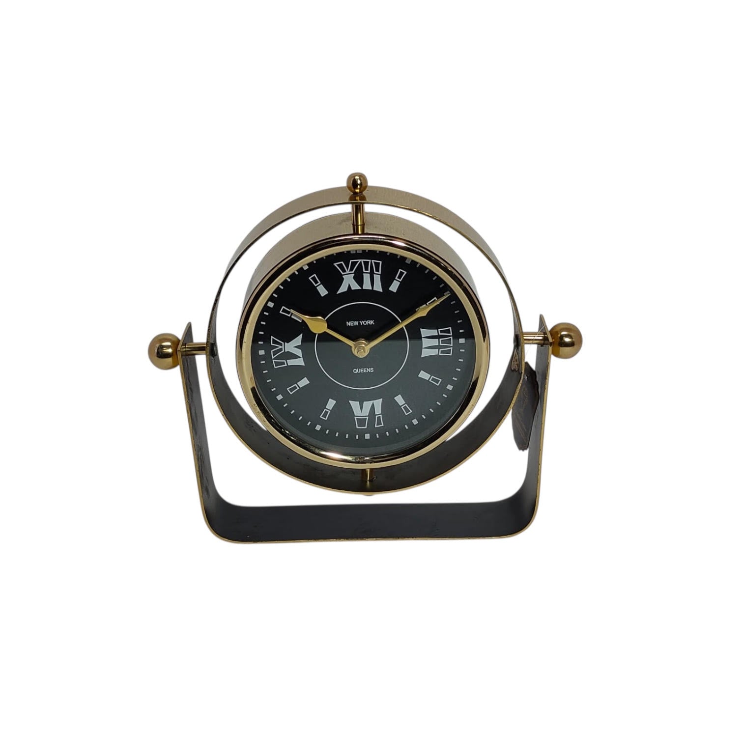 Silent Sweep Black Mantel Clock (22 cm – Roman Numeral Dial)