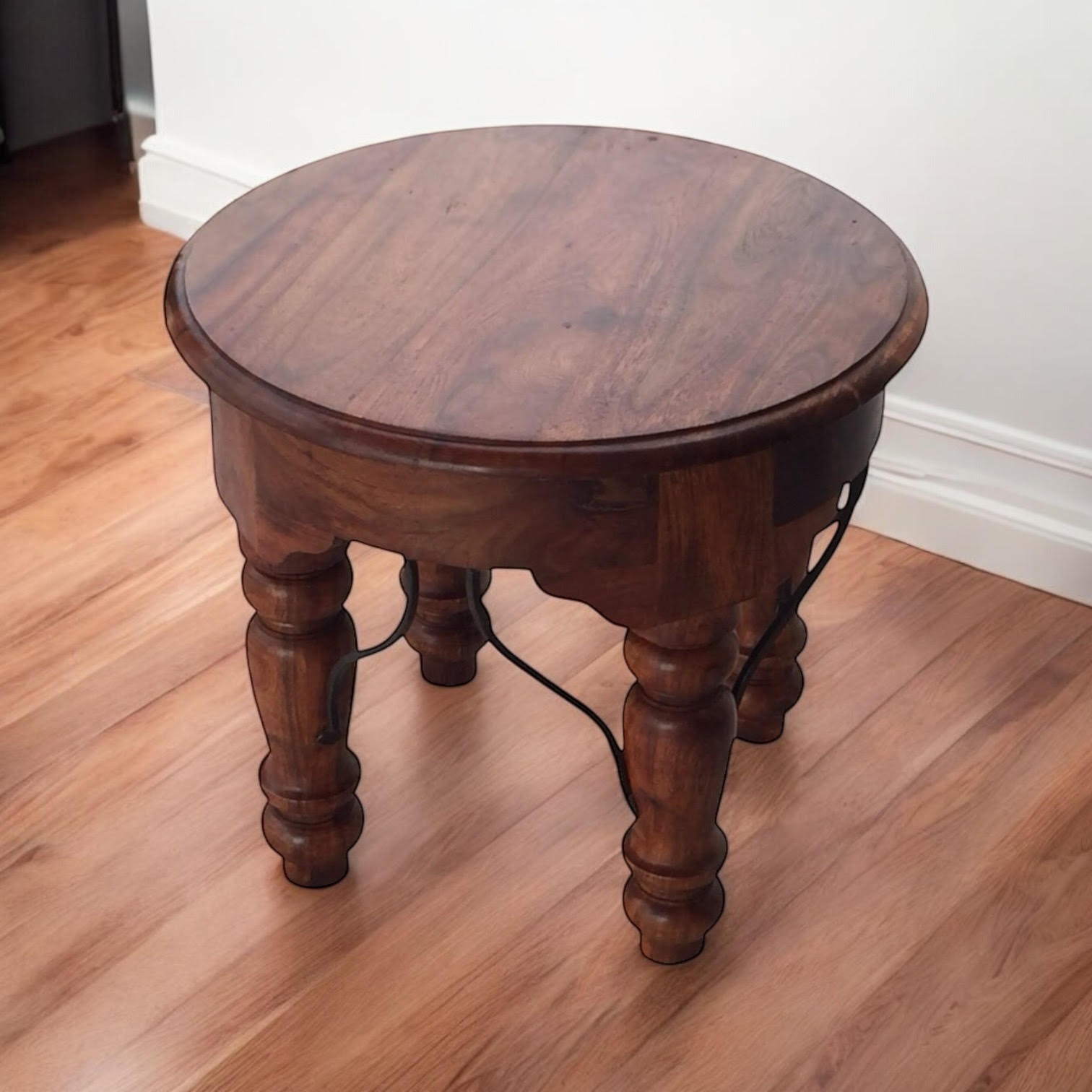 AcaciaHome Durable and Elegant Wooden Round Table (Deep Brown)