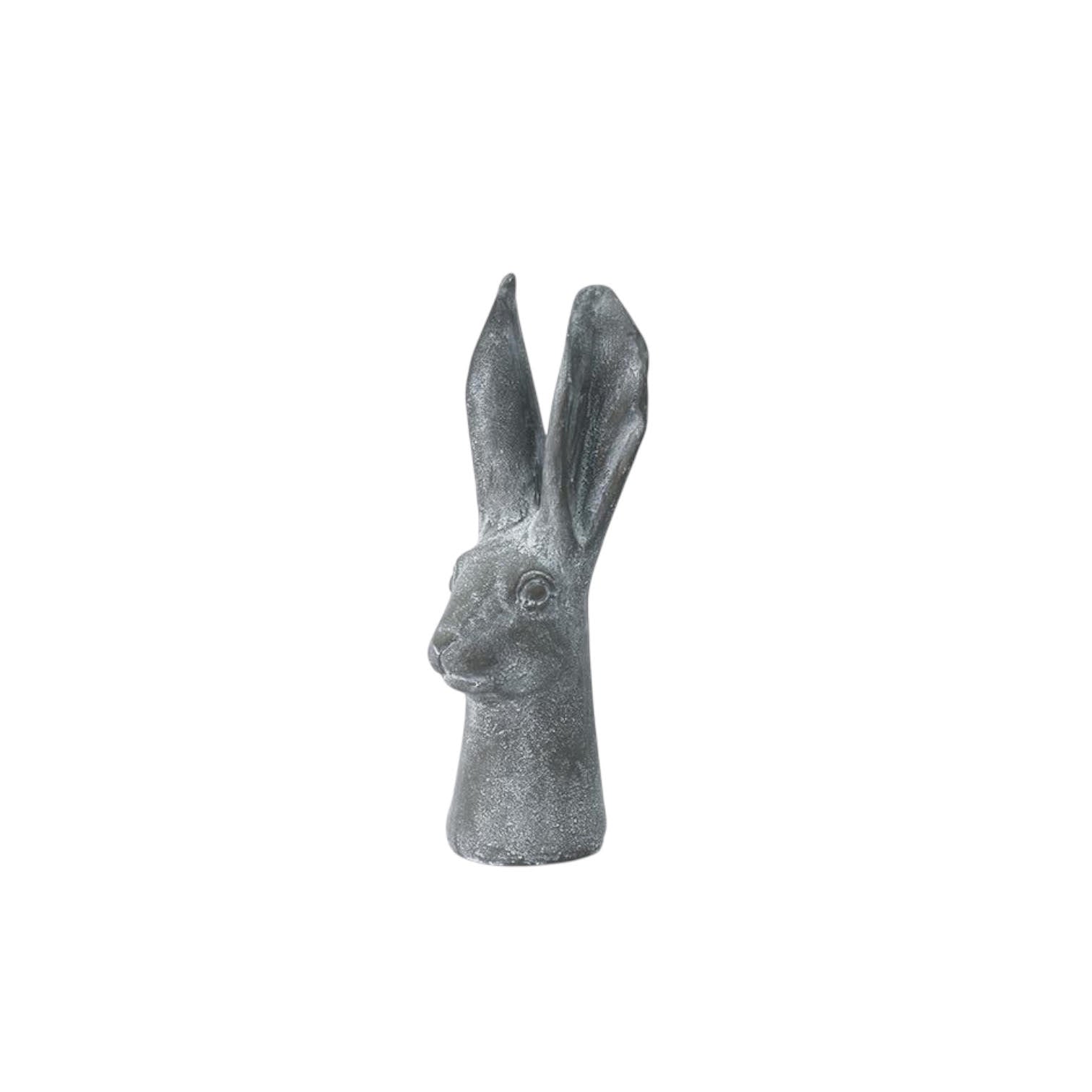 Elegant 29cm Stone-Effect Hare Head Sculpture (Grey)
