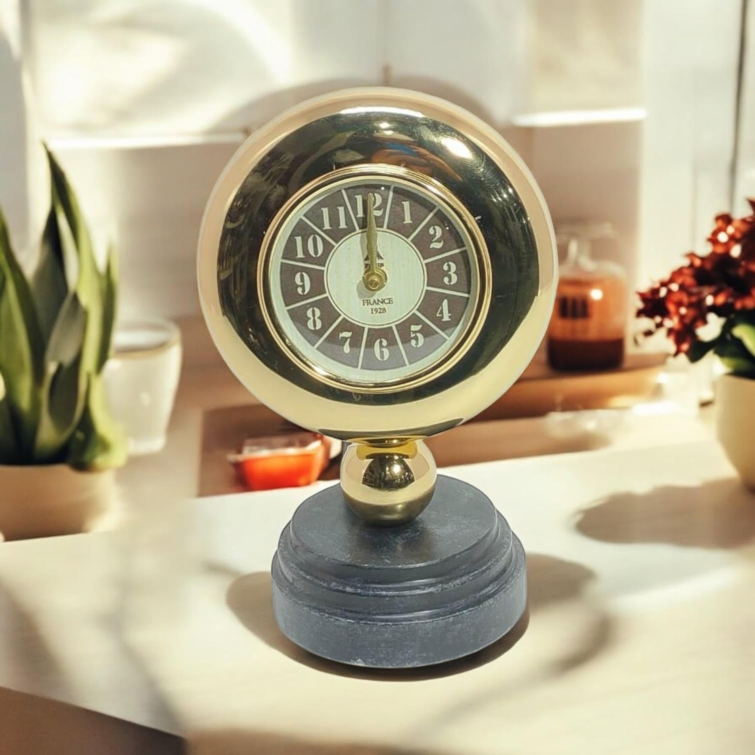 Gold Black Mantel Clock – Elegant Silent Sweep Tabletop Timepiece (30CM Mantel Clock)