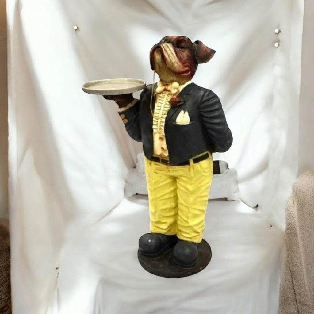AcaciaHome Elegant Resin Bulldog Butler Statue