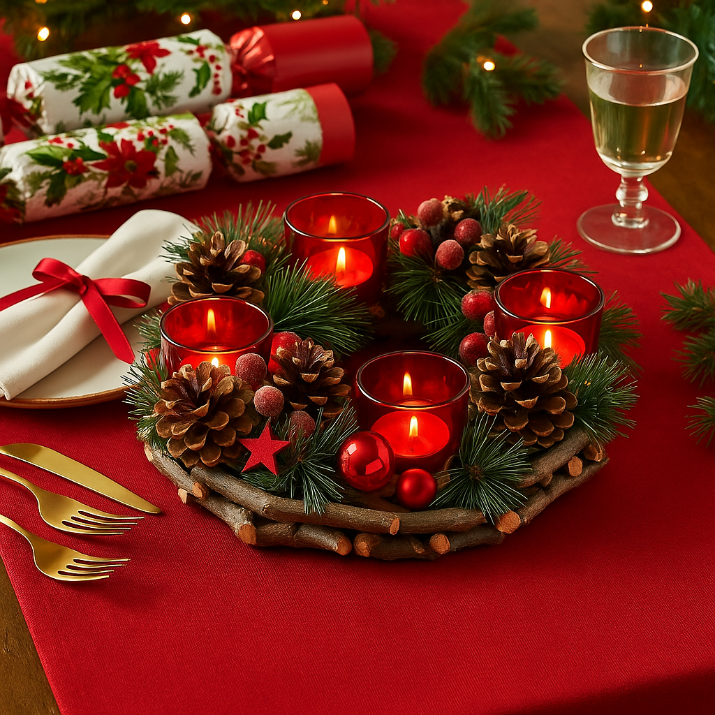 Wreath Centrepiece with 3 LED Candles