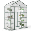 4 Tiers 8 Shelves Metal Frame Walk in Portable Greenhouse 143Lx73Wx195Hcm