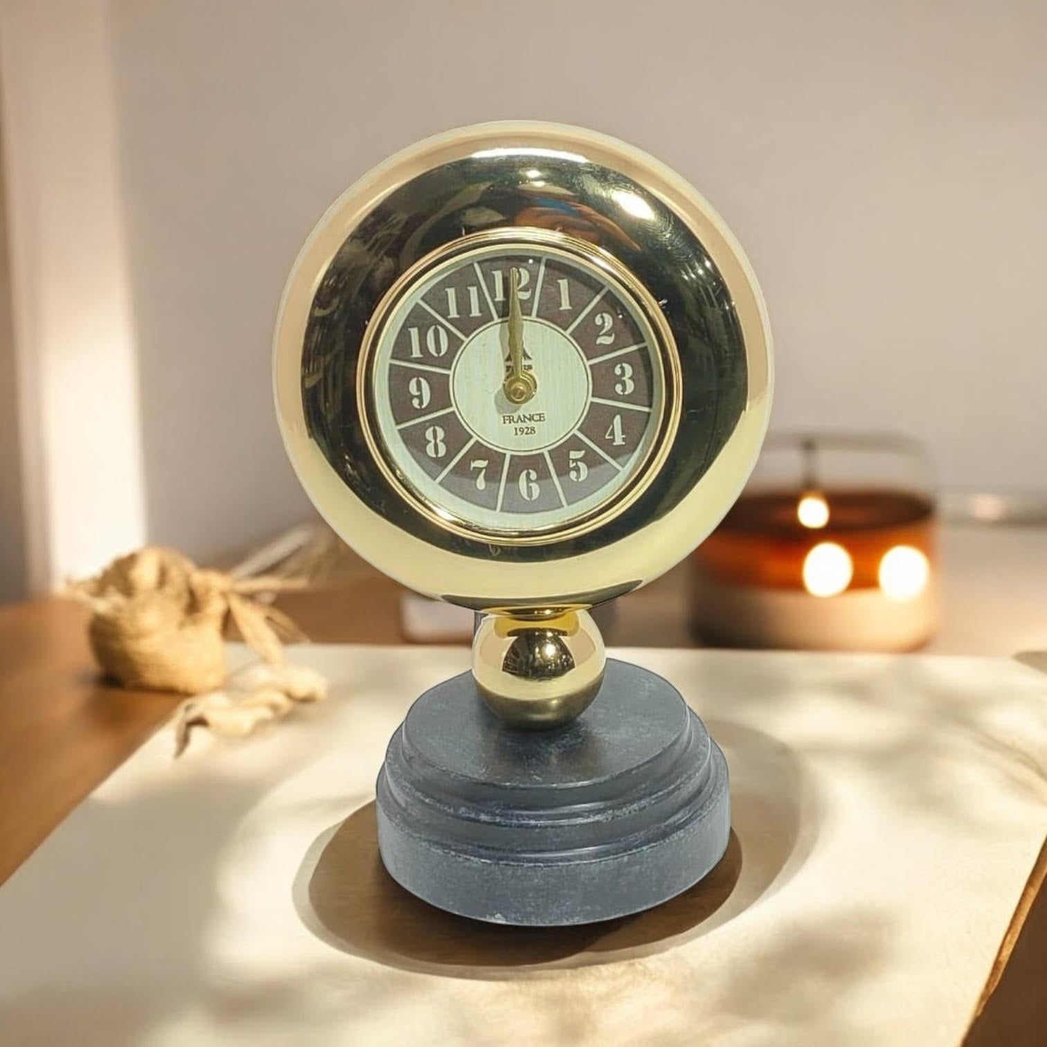 Gold Black Mantel Clock – Elegant Silent Sweep Tabletop Timepiece (30CM Mantel Clock)