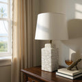 Cream Ceramic Table Lamp with Drum Shade