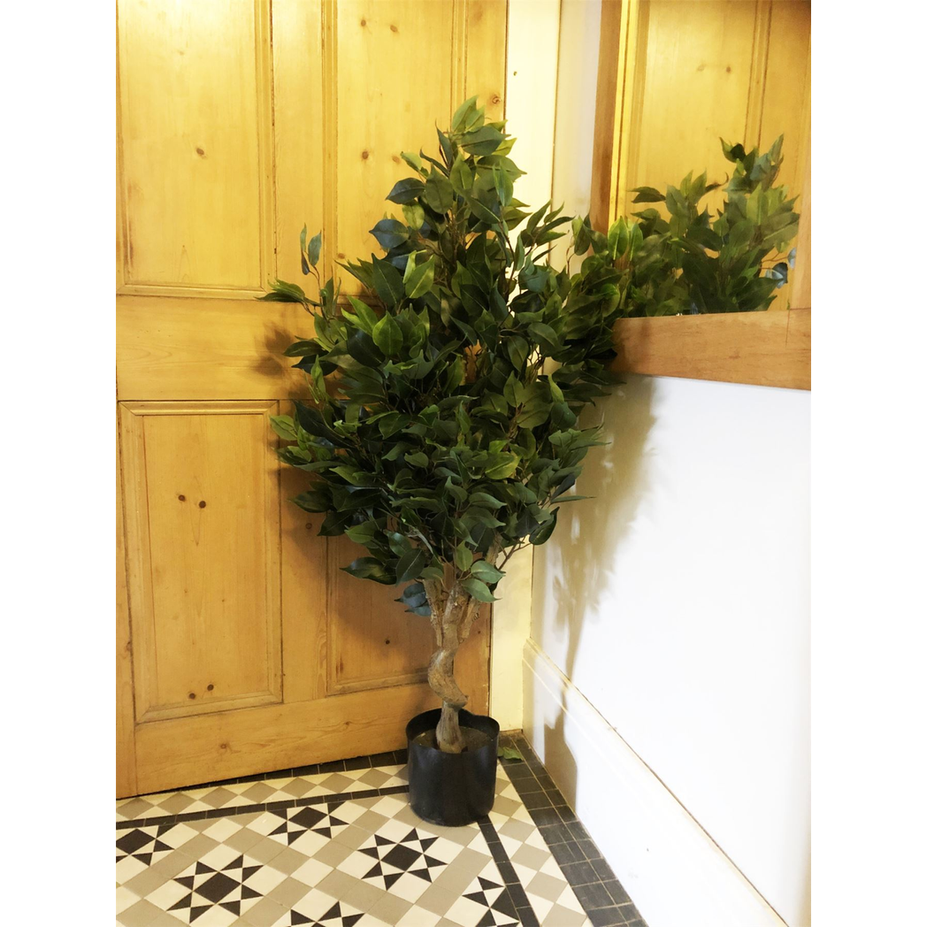 110cm Leaf Realistic Artificial Ficus Tree / Plant Copper Curve Planter