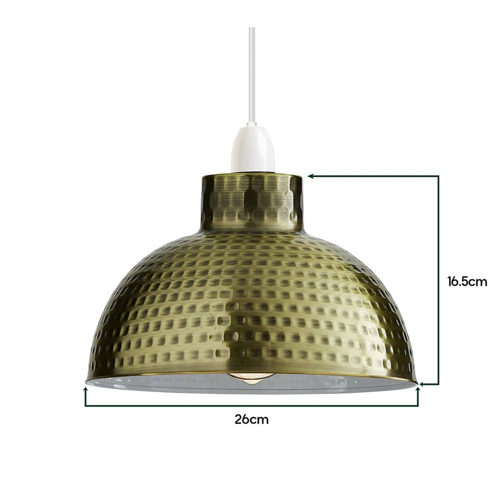 2 Pack Green Brass Retro Easy Fit Lamp Light Shade E27 Base Pendant Metal 26cm