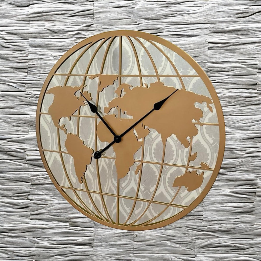 AcaciaHome Elegant and Modern Mirror Gold Globe 60cm Wall Clock
