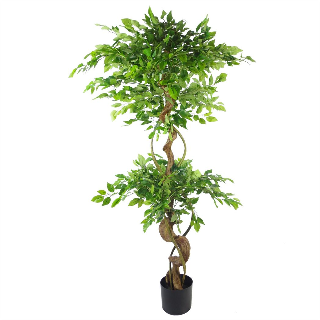 150cm Twisted Trunk Artificial Japanese Fruticosa Ficus Tree Copper Planter