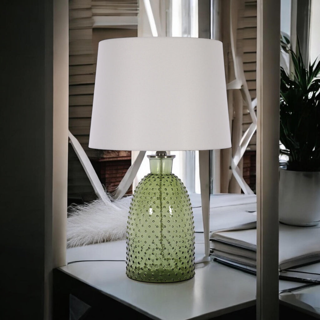 AcaciaHome Cream Ceramic Table Lamp with Drum Shade (Leaf Vase - 63cm Shade)