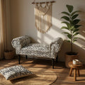 Velvet Window Seat Bed End Chaise Lounge (White Tiger Art Design)