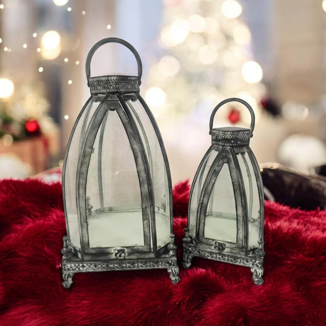 Elegant Metal Tealight Lantern Holder Set of 2 (Gold)