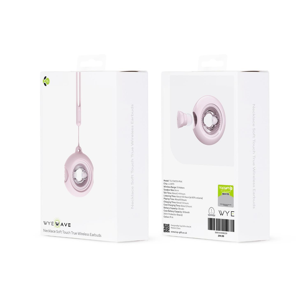 WYEWAVE Wireless Earbuds With Necklace Soft Touch True Wireless - Pink