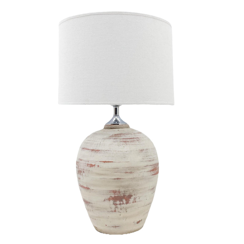 AcaciaHome Elegant Ceramic Table Lamp with Fabric Drum Shade (61cm Cream Lamp)