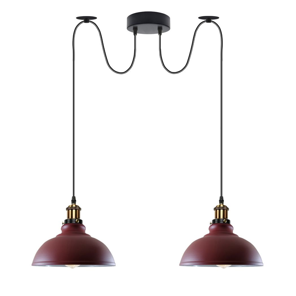 Burgundy Vintage 2 Way Ceiling Pendant Light Metal Industrial Style 29cm