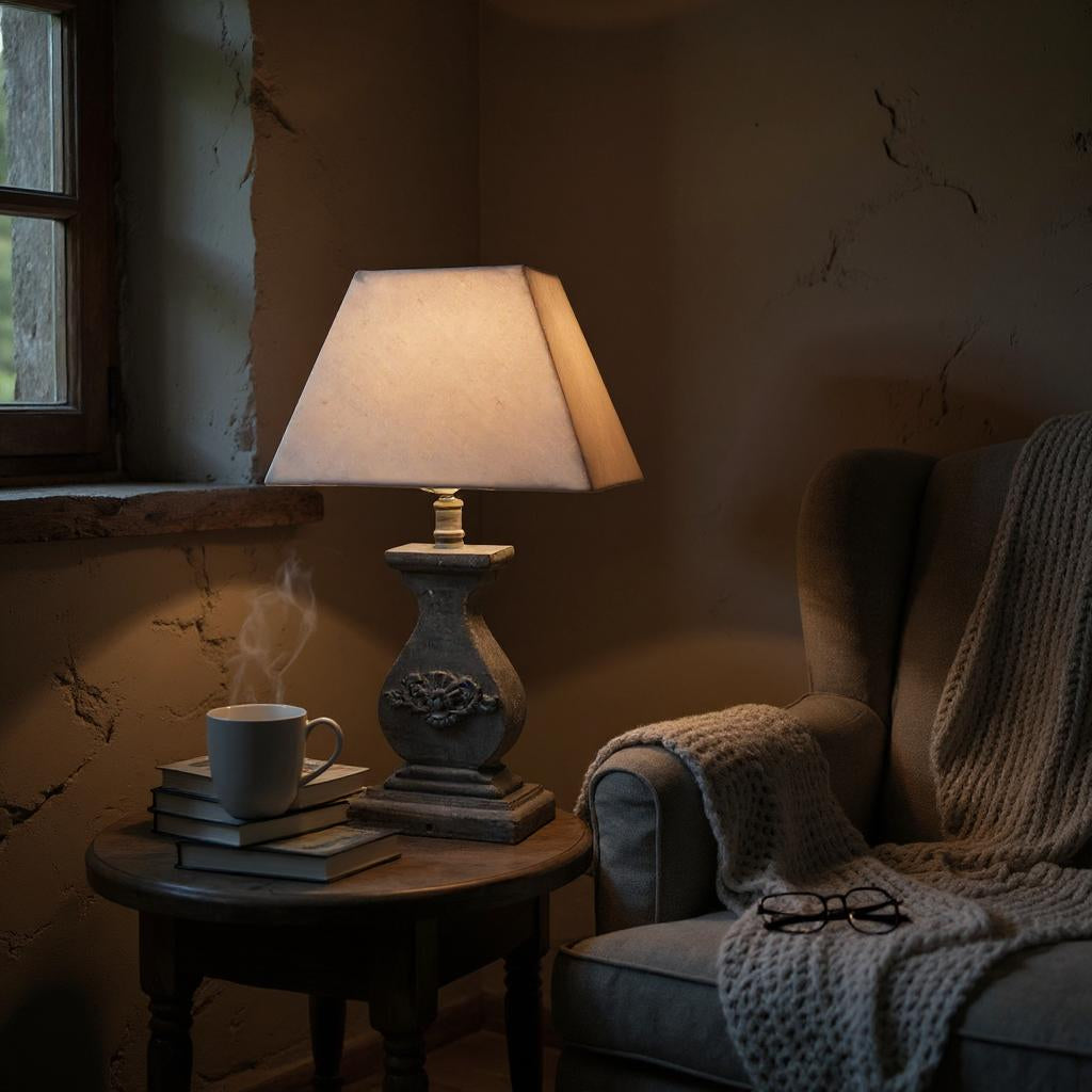Modern Tall Wooden Washed Table Lamp