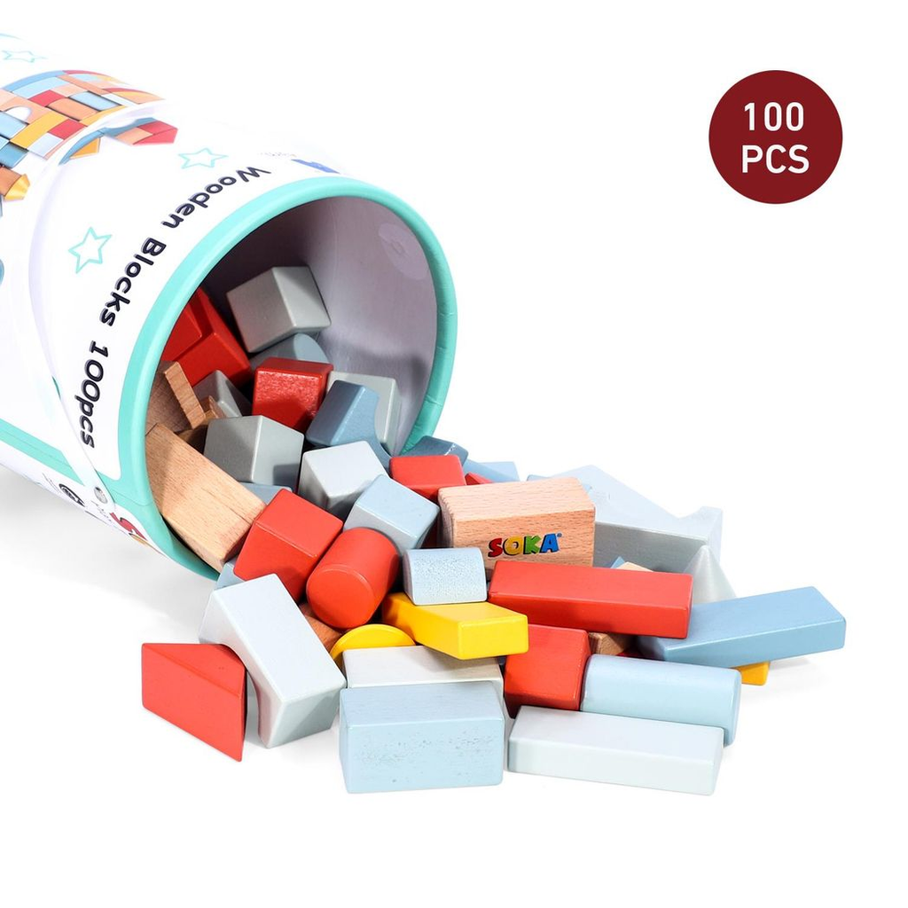 SOKA Wooden Blocks 100pcs in New Color