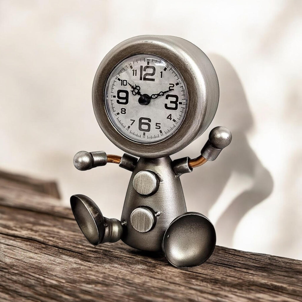 Durable and Elegant Silent Sweep Figure Mantel Clock (Silver)