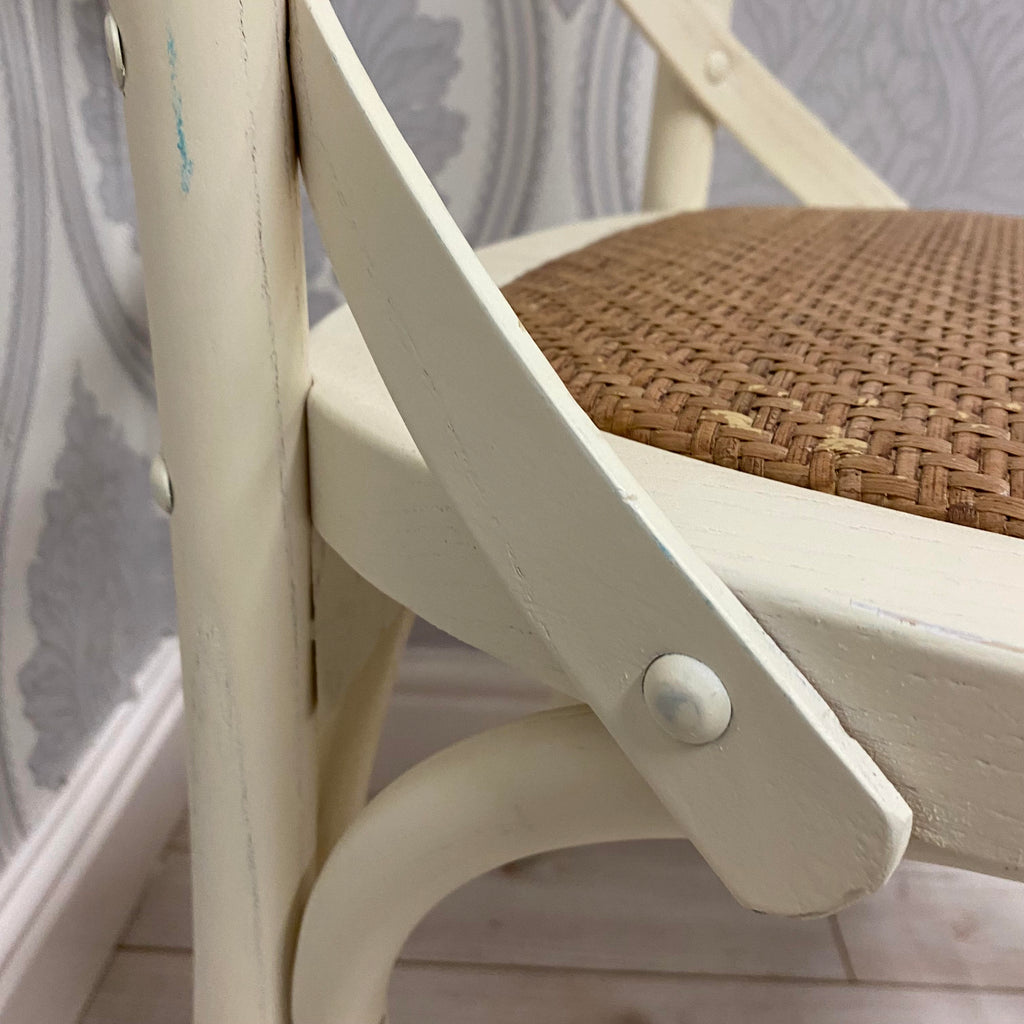 Hand Finished Cross Back Oak Wooden Cafe Chair (Cream)
