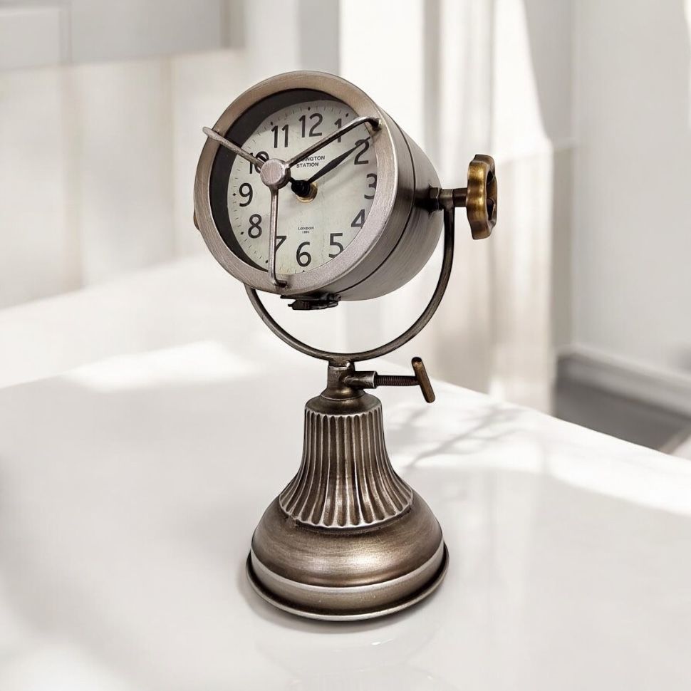 AcaciaHome Unique & Classic 31cm Silver Silent Sweep Mantel Clock
