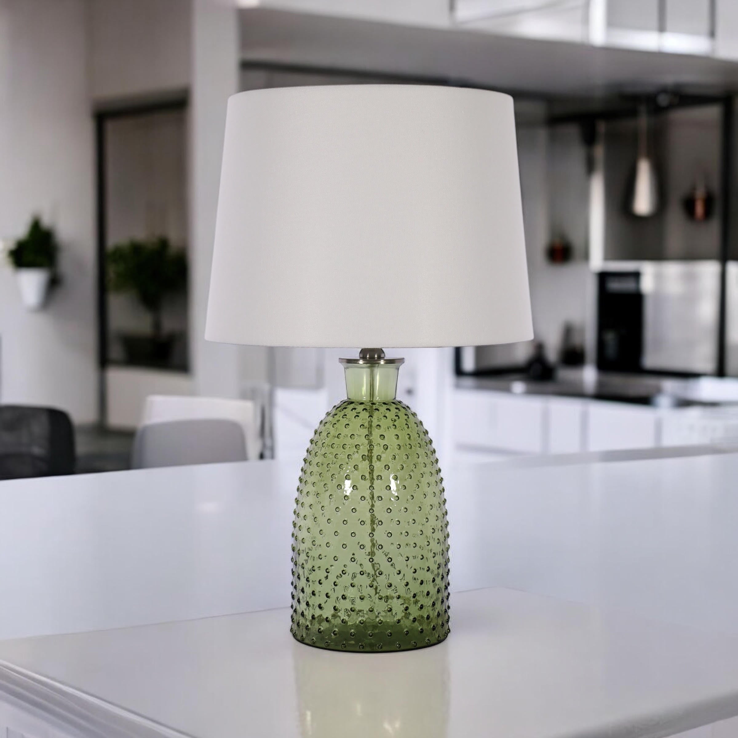 AcaciaHome Cream Ceramic Table Lamp with Drum Shade (Leaf Vase - 63cm Shade)