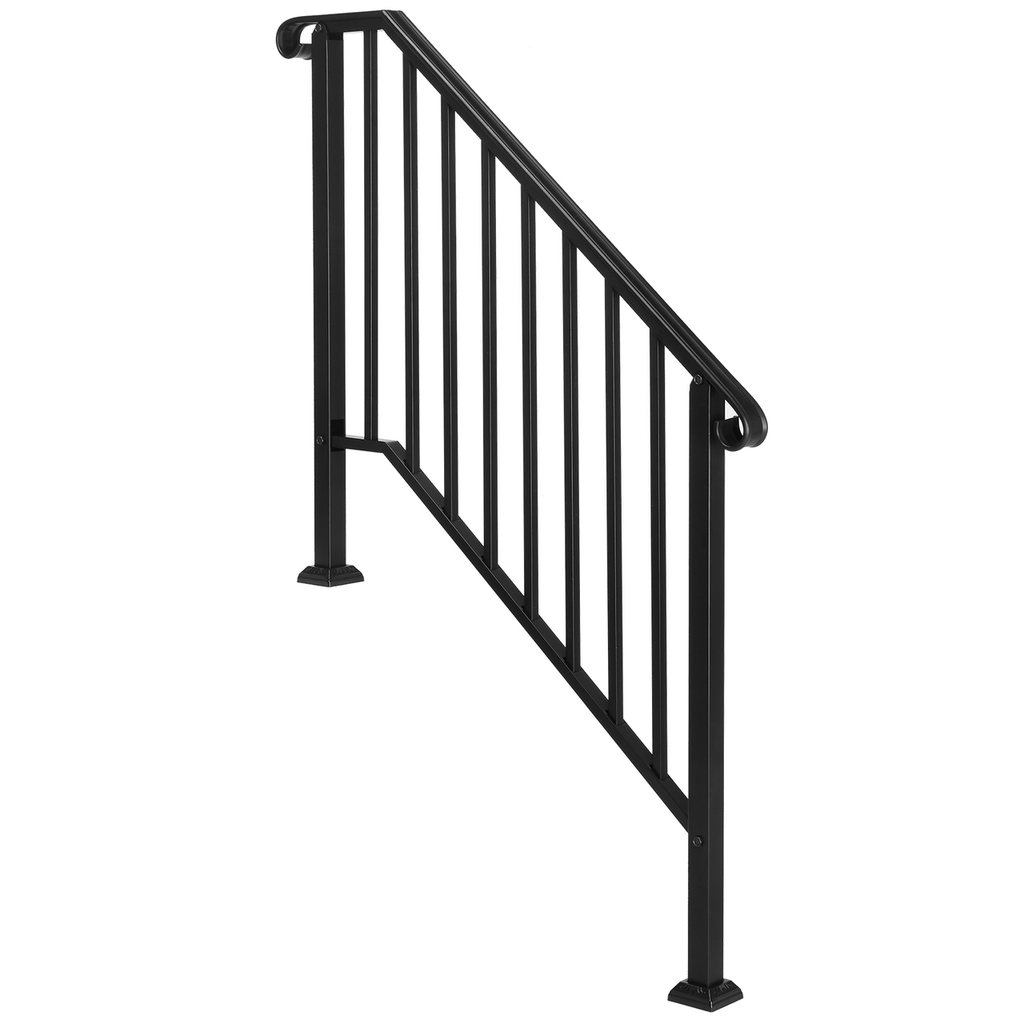 [Same Code：11384510 73142795]Artisasset Matte Black Outdoor 3 Level Iron Handrail