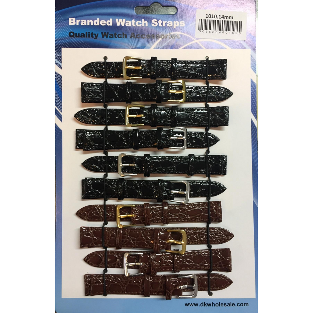 Brown/Black Leather Croc Grain Watch Straps Pk10 22mm 1010