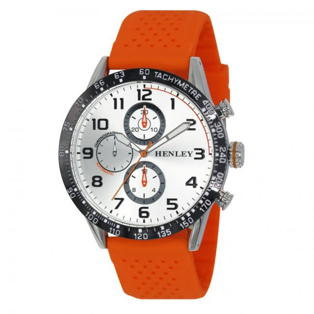 Henley Men's Large Polished Sports Silicone Watch Orange H02225.8