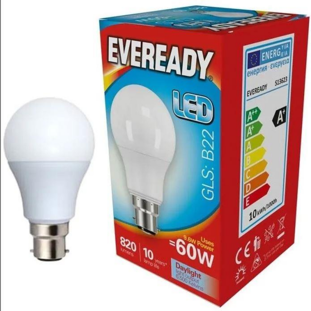 Eveready GLS LED BC 60W Day Light Bulb Pk of 5