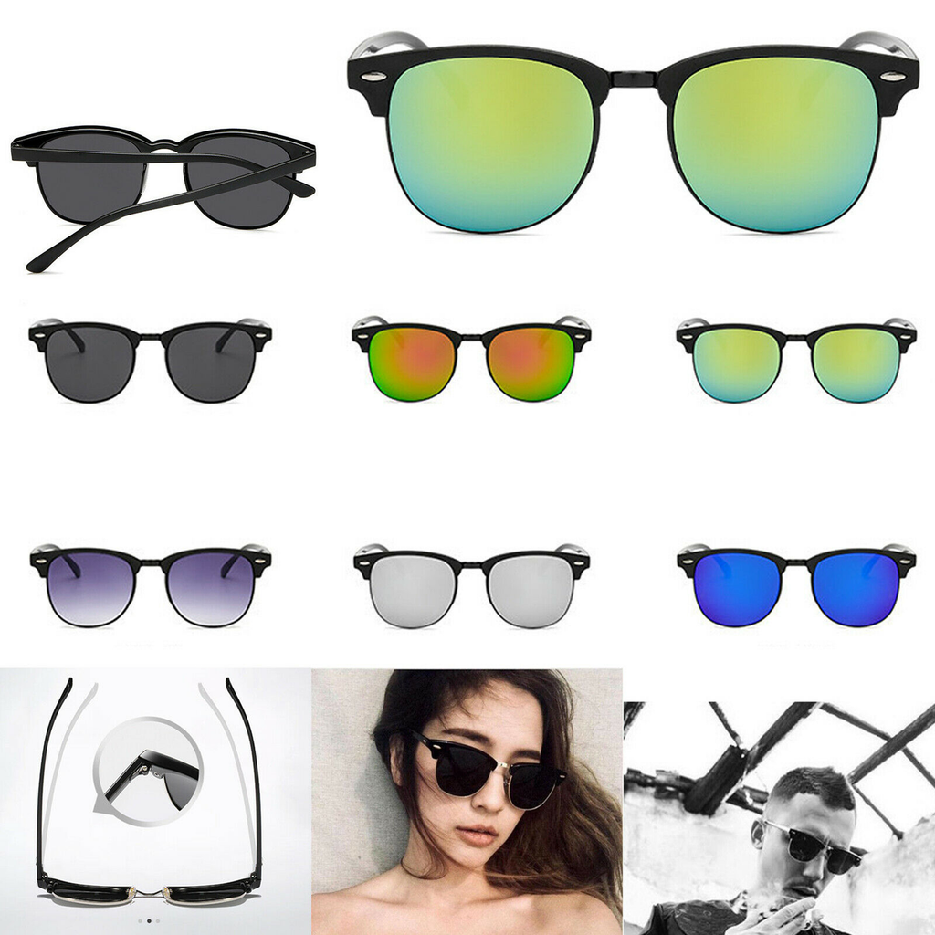 Mens Black Horn Rimmed Half Frame Polarised Driving Fishing Sunglasses UV400