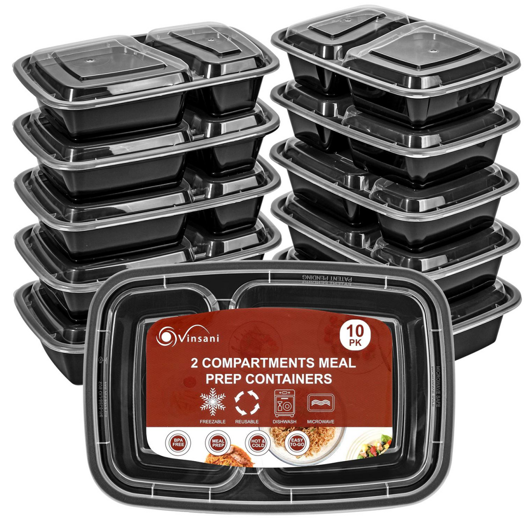 Vinsani 20pk 2 COMPARTMENTS MEAL PREP CONTAINERS
