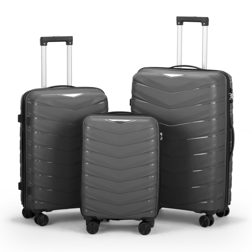 V-shaped stripe 3-in-1 PP trolley case 20in 24in 28in PP iron trolley classic