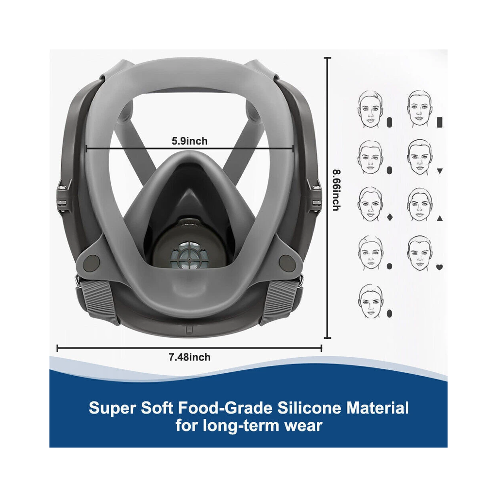 Reusable Full Face Mask Respirator for Woodworking Painting Welding Mask