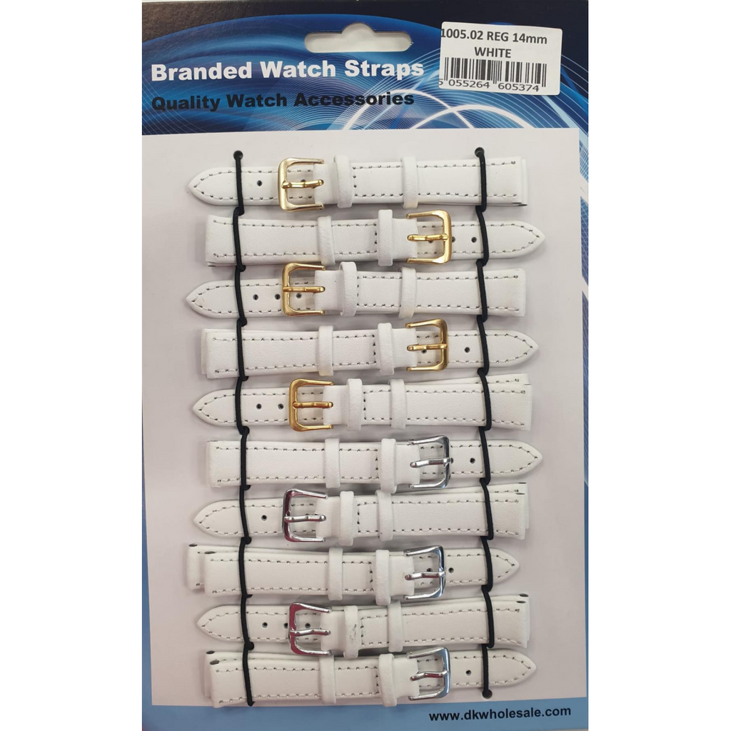 Leather White Watch Straps Pk10 size 14mm 1005.02