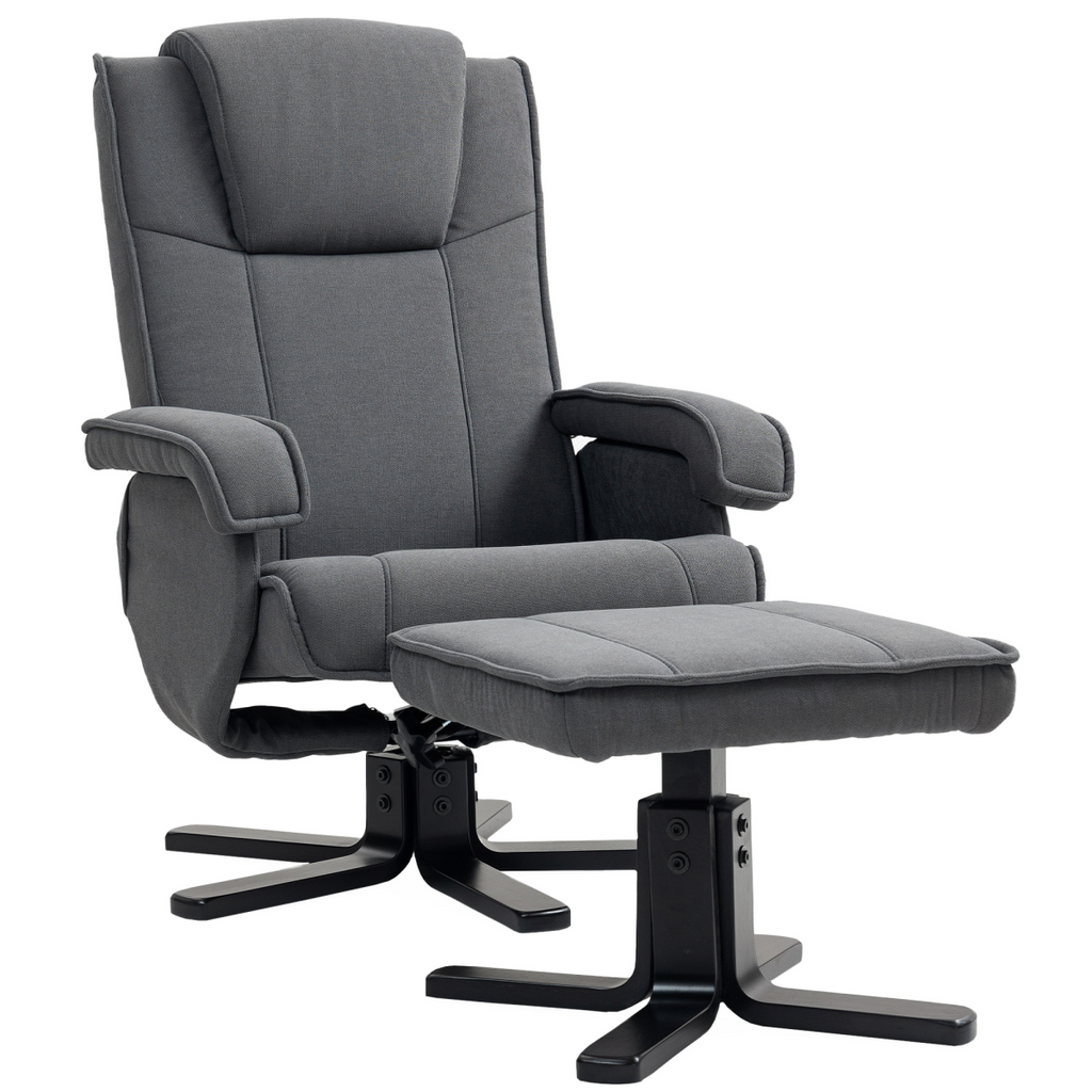 HOMCOM Rocker Swivel Recliner Chair with Footstool, Velvet Upholstered