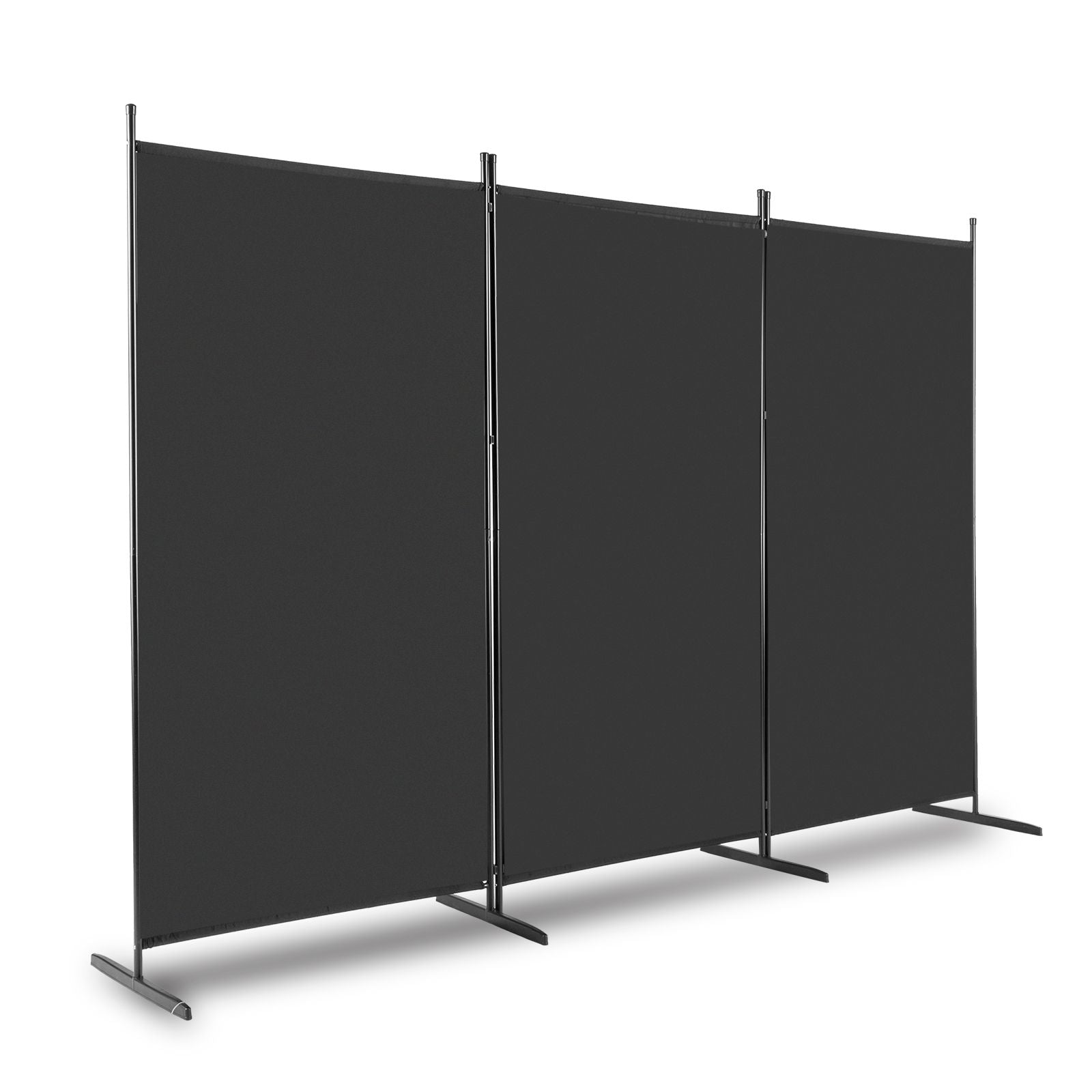 6FT Trifold 130g Polyester Fabric Plastic Foot Carbon Steel Frame Foldable Screen Black