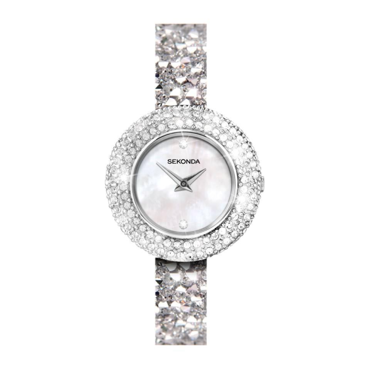 Sekonda Seksy Ladies Bling Round White Dial & silver stone Stainless Steel