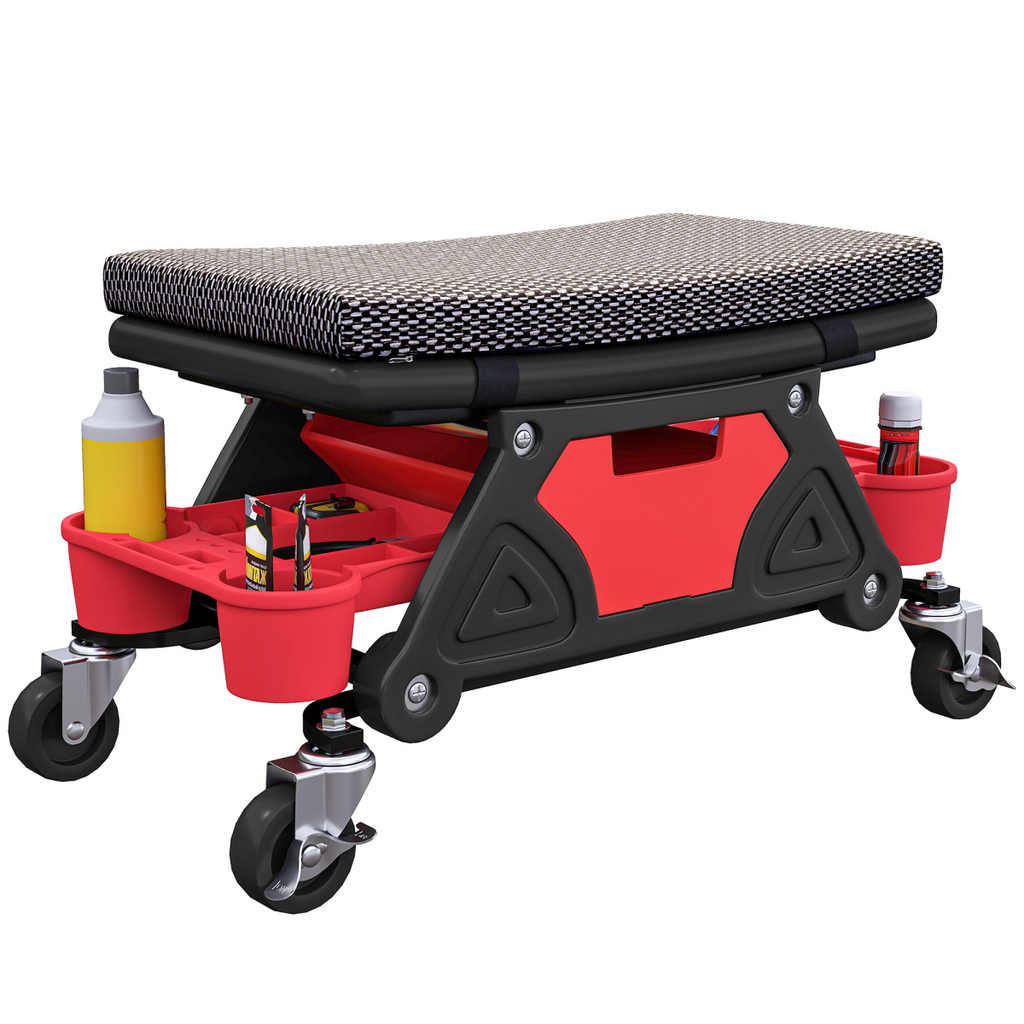 HOMCOM Rolling Mechanic Stool, 135kg Capacity Workshop Stool, Black