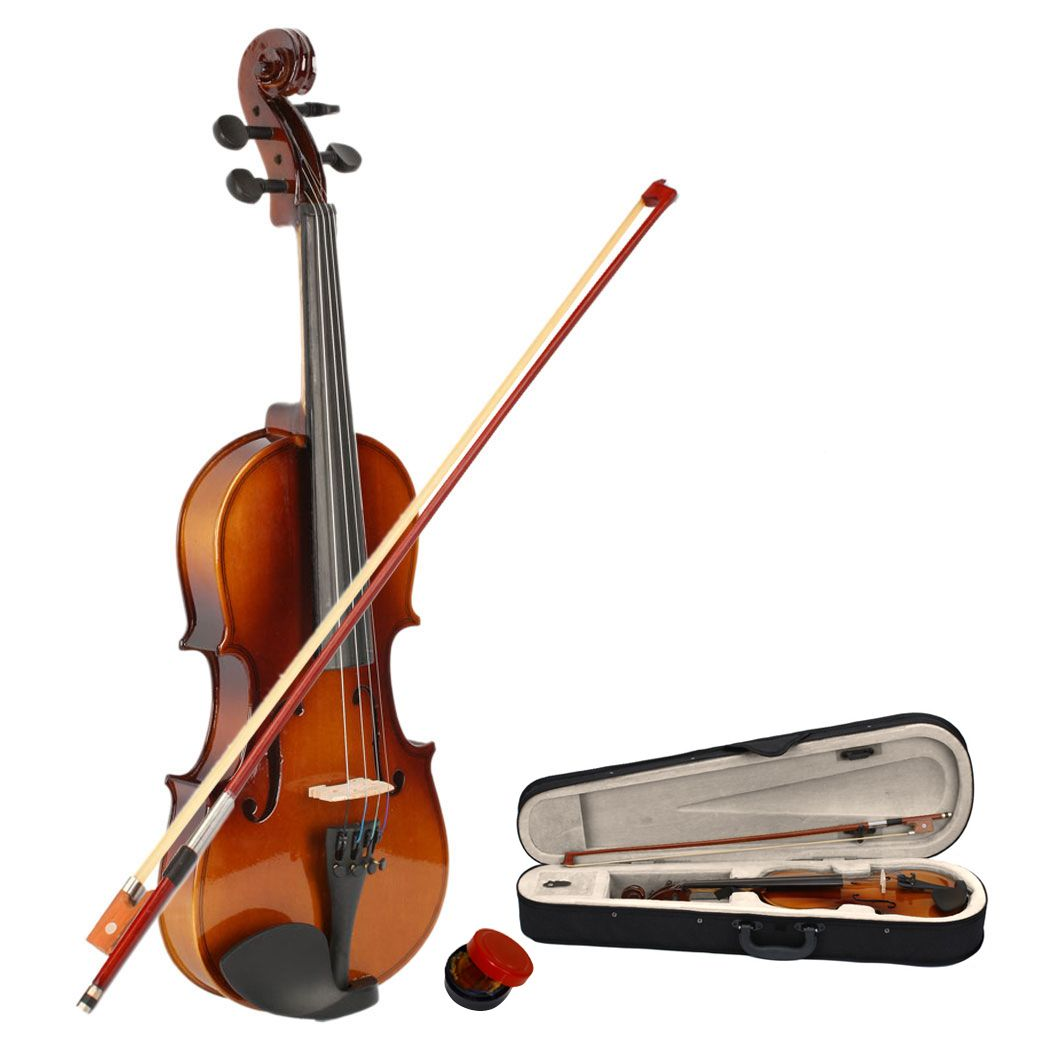 New 1/2 Acoustic Violin Case Bow Rosin Natural