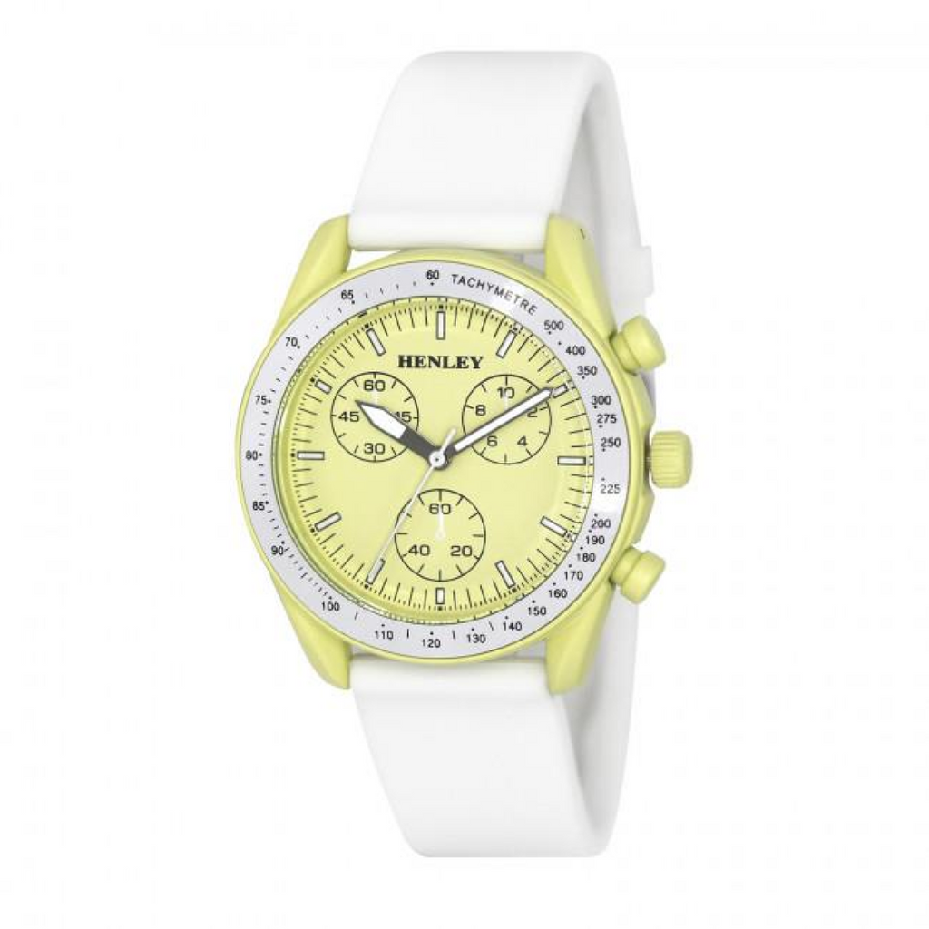 Henley Ladies Pastel Coloured Silicone Sports Watch White/Yellow H06179.9