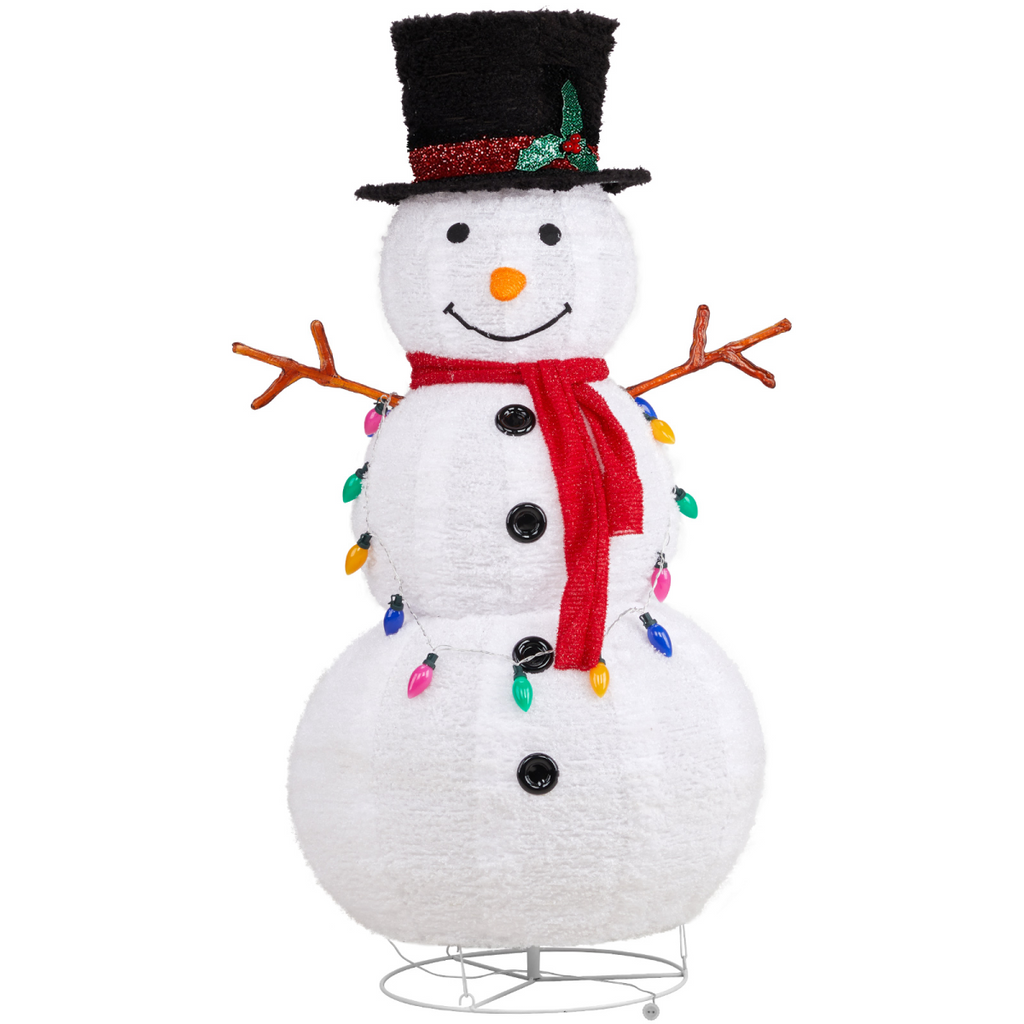 4ft 100LED 20 Lanterns Cashmere Fabric Retractable Snowman Garden Snowman Decoration