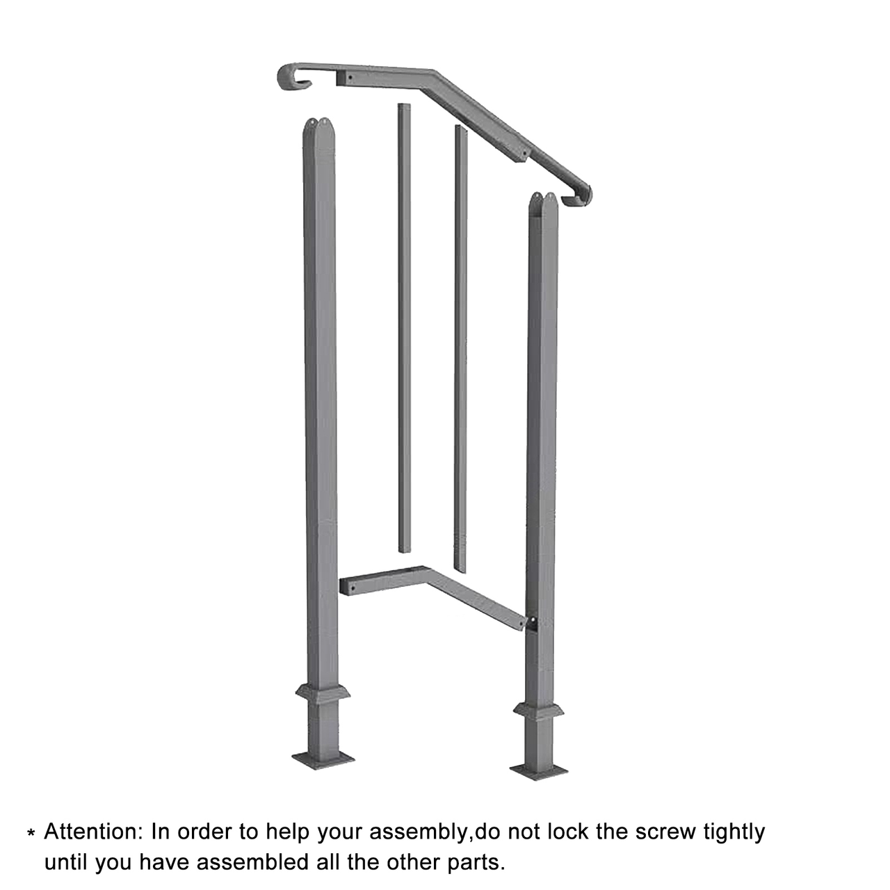 [Same Code：21862947 70638141]Artisasset Matte Black Outdoor 1st Tier Iron Handrail
