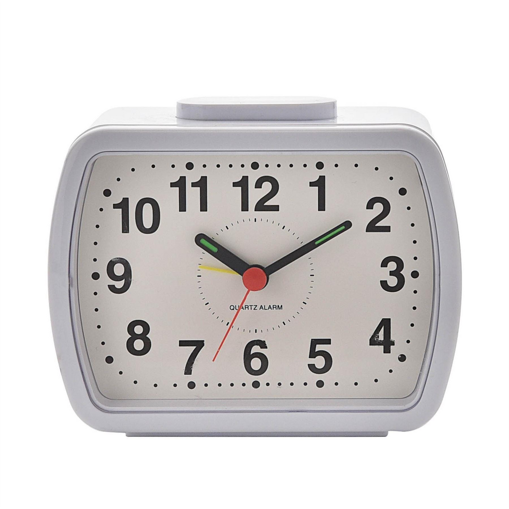Wm.Widdop Qtz Alarm Clock Bell Oblong Wht/Green Dial 5184W