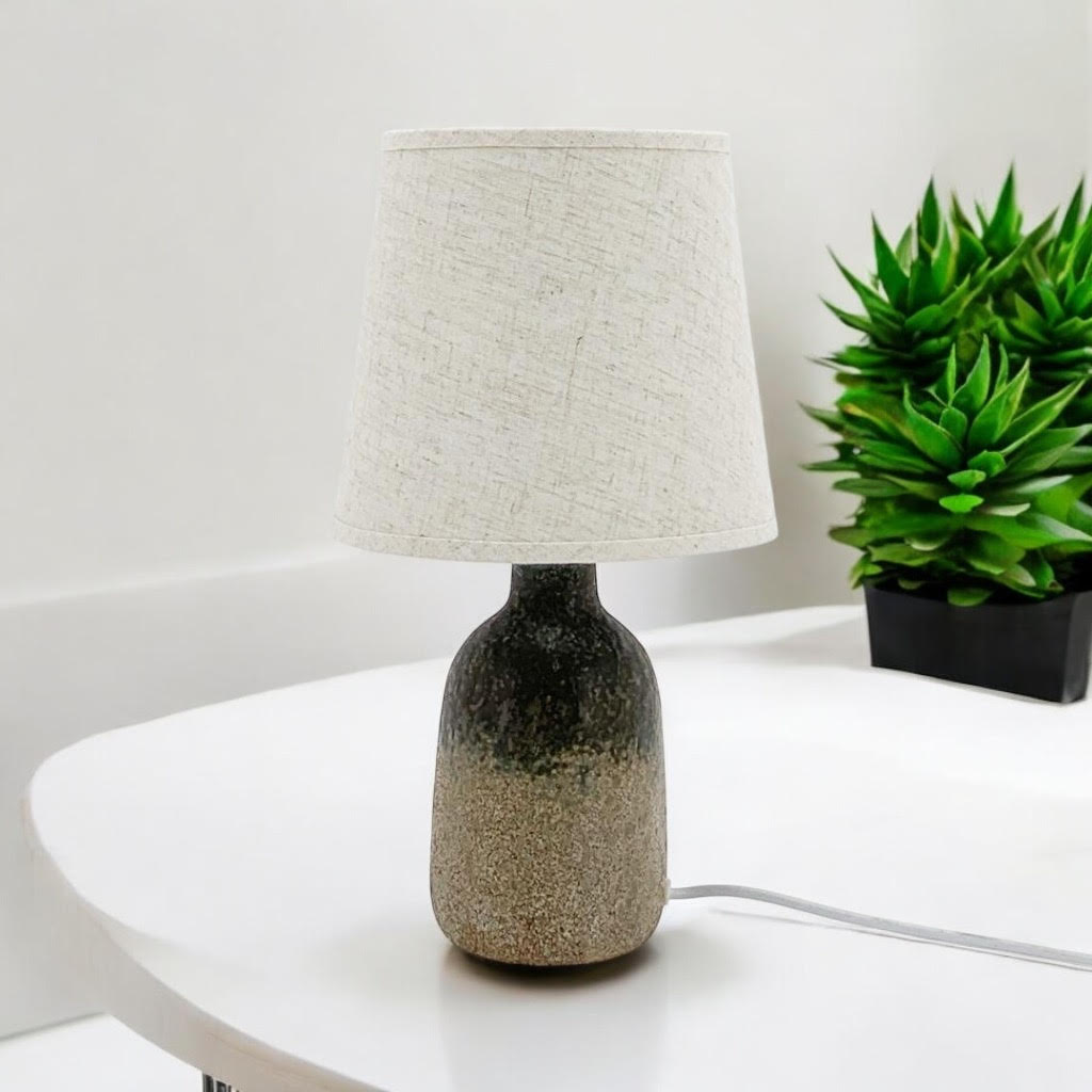 AcaciaHome Cute Grey Two-Tone Ceramic Table Lamp with White Drum Shade (52CM)