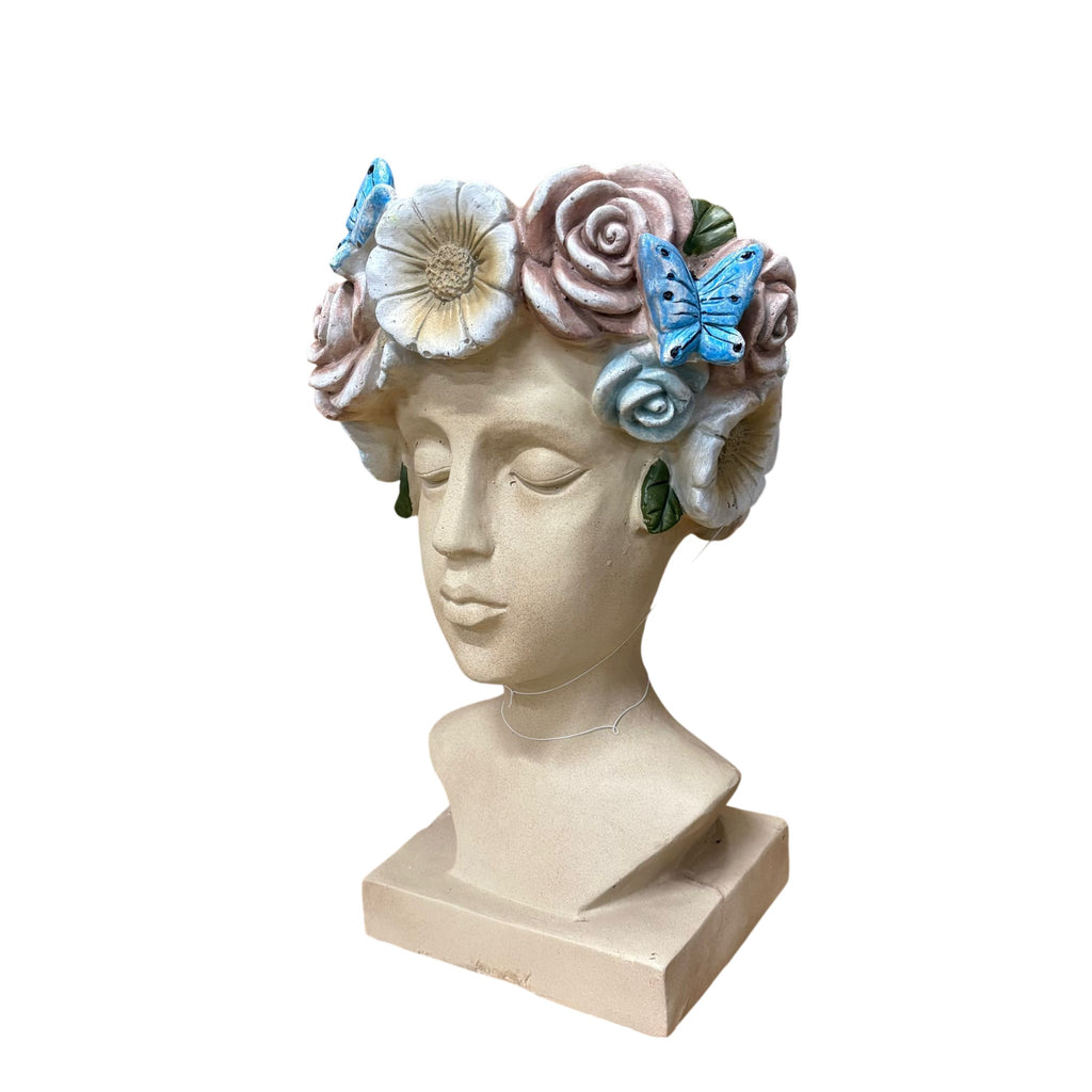 AcaciaHome Modern 42cm Fibreglass Easter Island TIKI Lady Head Planter